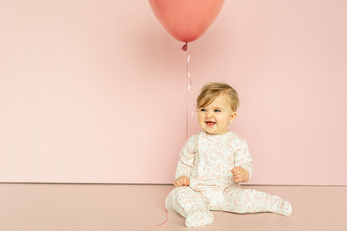 Pink Floral Ditsy Zip Footie