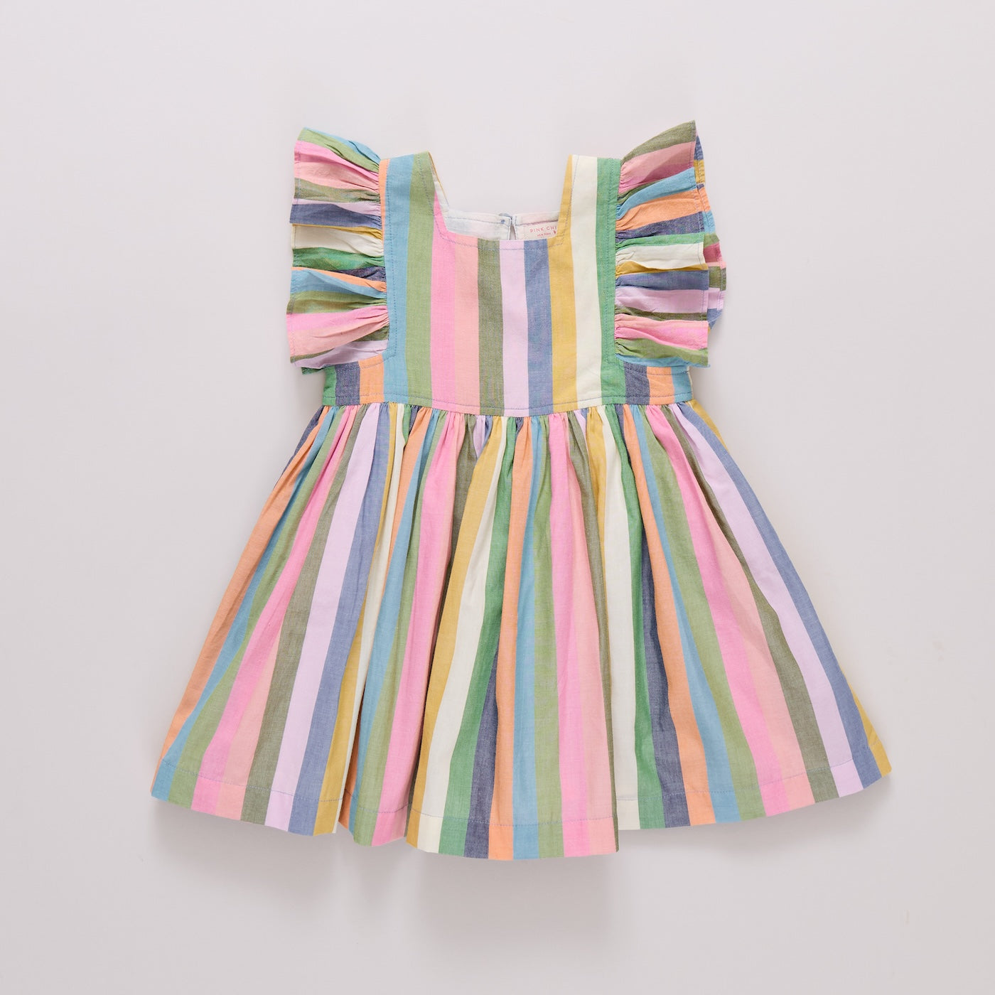 Multicolored striped dress with ruffle tank bodice
