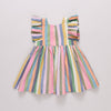 Multicolored striped dress with ruffle tank bodice