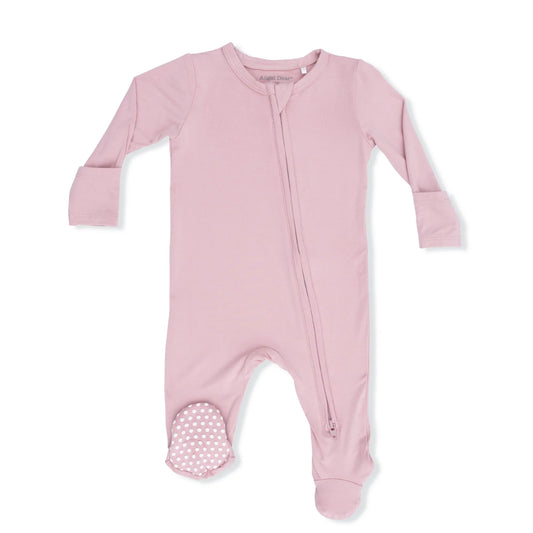 Pink baby footie with a zipper
