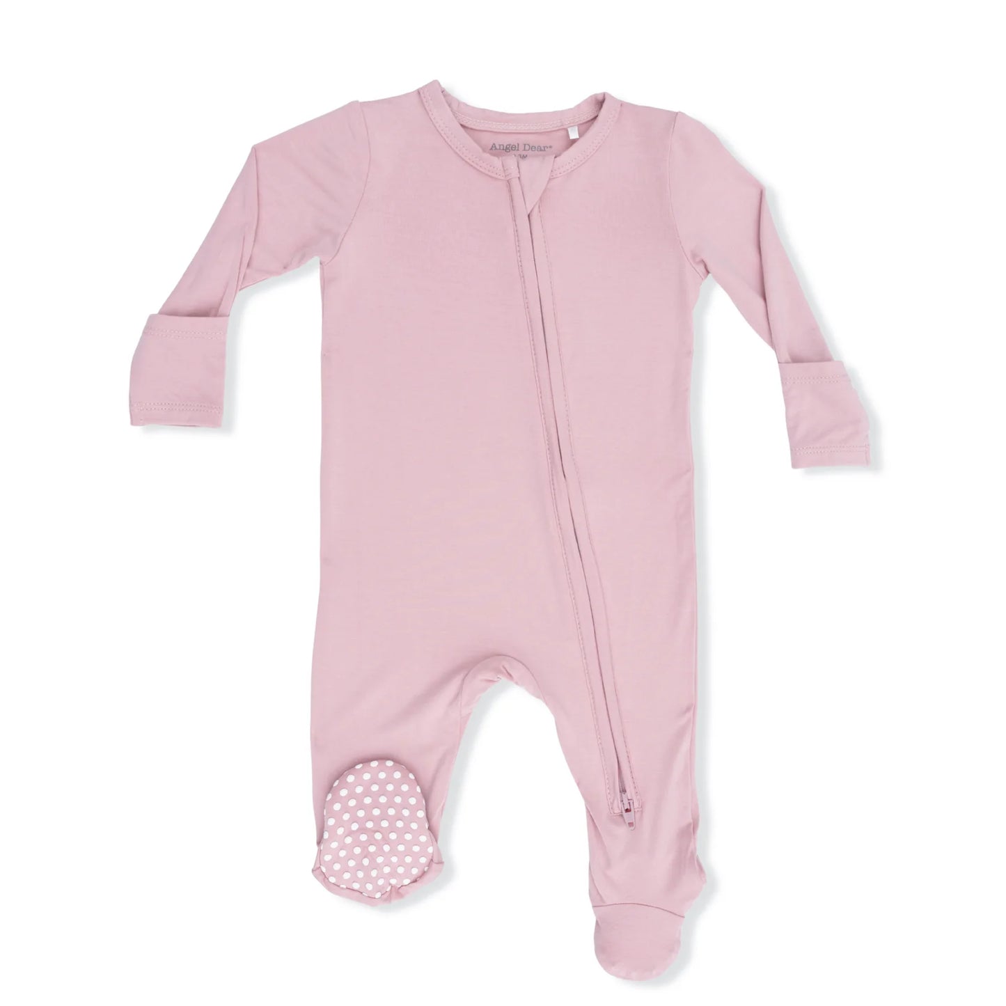 Pink baby footie with a zipper