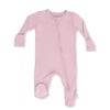 Pink baby footie with a zipper