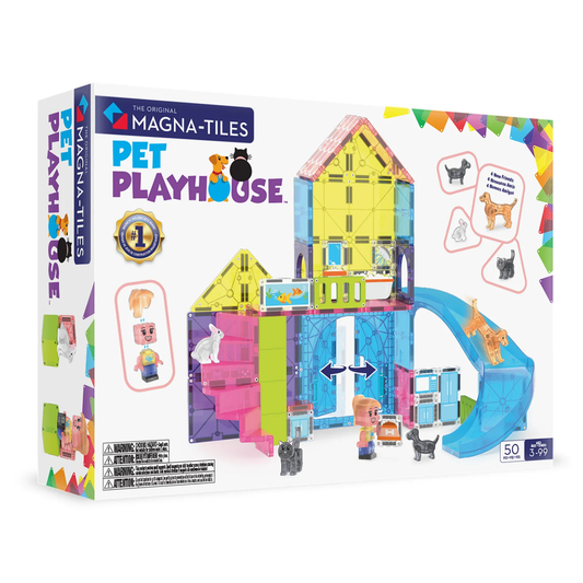 Colorful magnetic pet playhouse with animals and slide