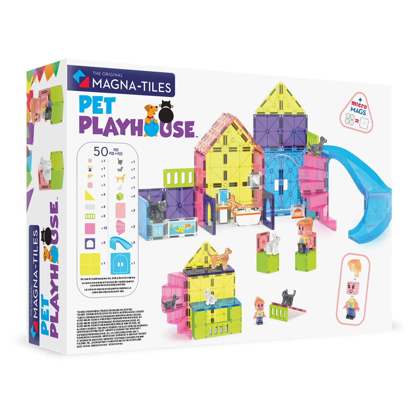 Colorful magnetic pet playhouse with animals and slide