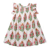 Floral dress with ruffled sleeves on a white background