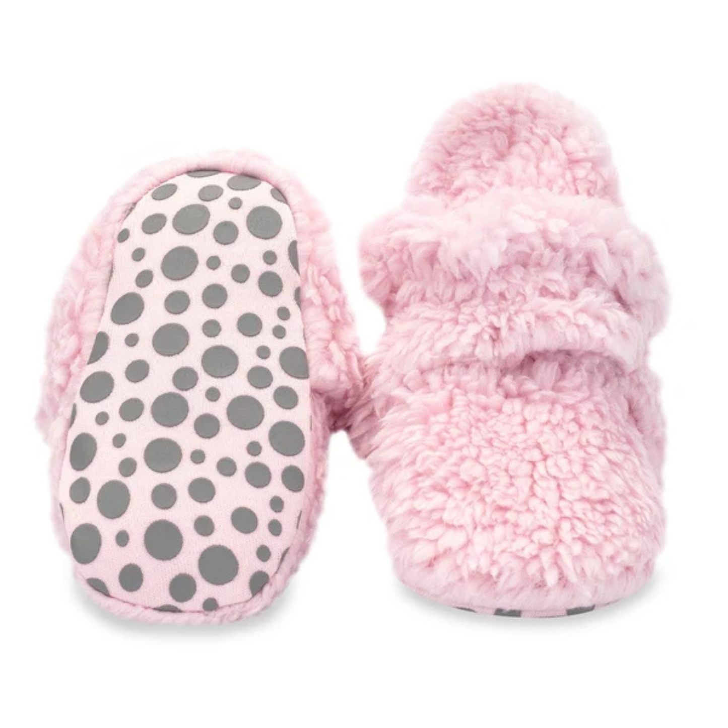 Zutano Pink Furry Gripper Baby Booties with Snaps