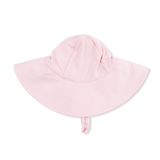 Pink baby sun hat with chin strap