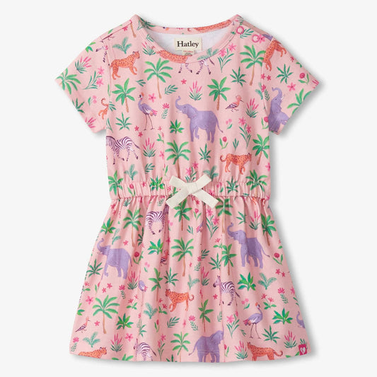 Pink dress with Safari graphic all-over print