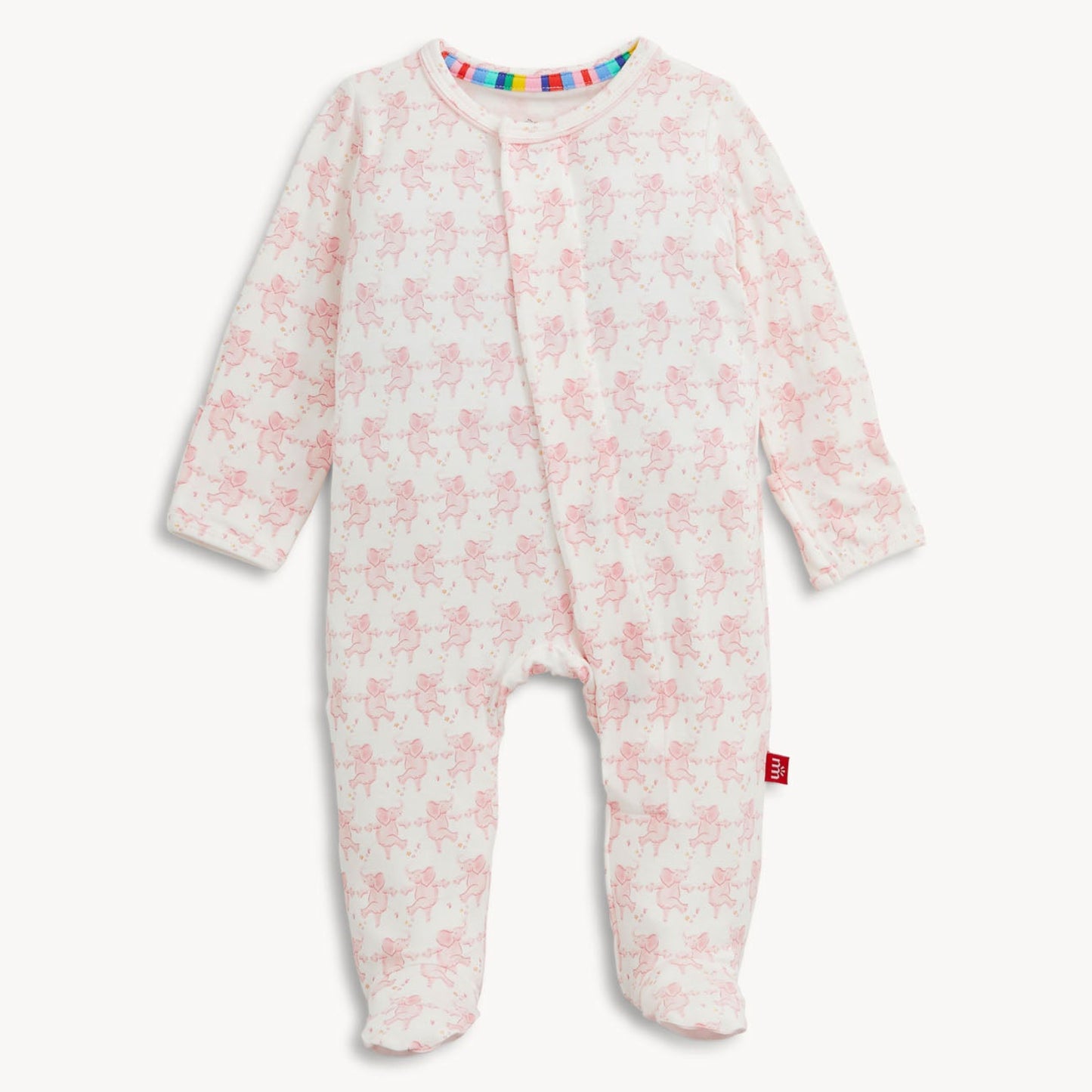 Baby onesie with floral pattern on a white background