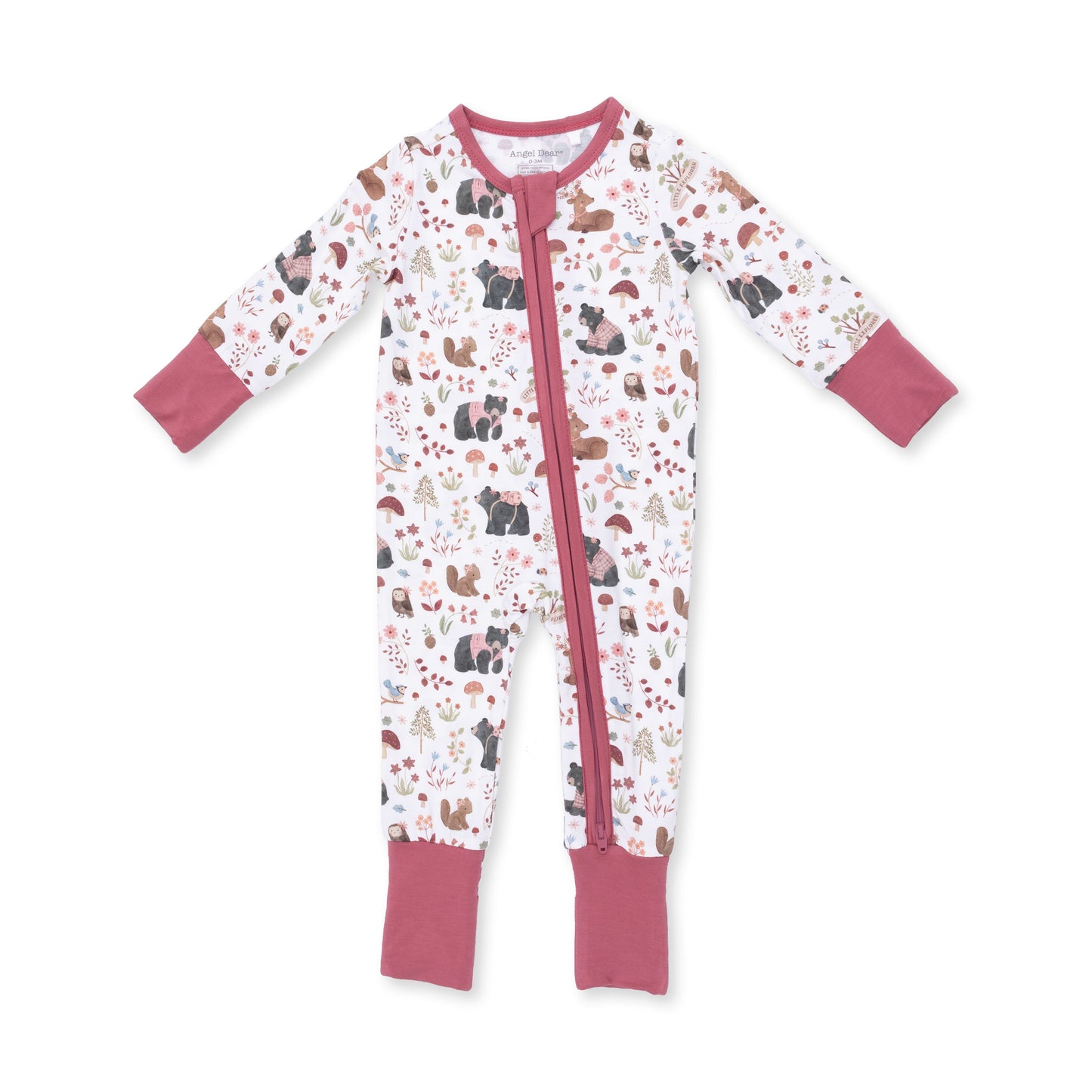Angel Dear Pink Woodlands Flip Romper, front view flat lay