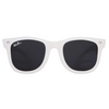 White sunglasses with dark lenses on a white background