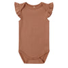 Brick Red baby onesie with ruffled sleeves 