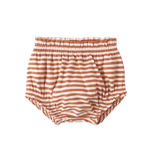 Brick red striped baby bloomers