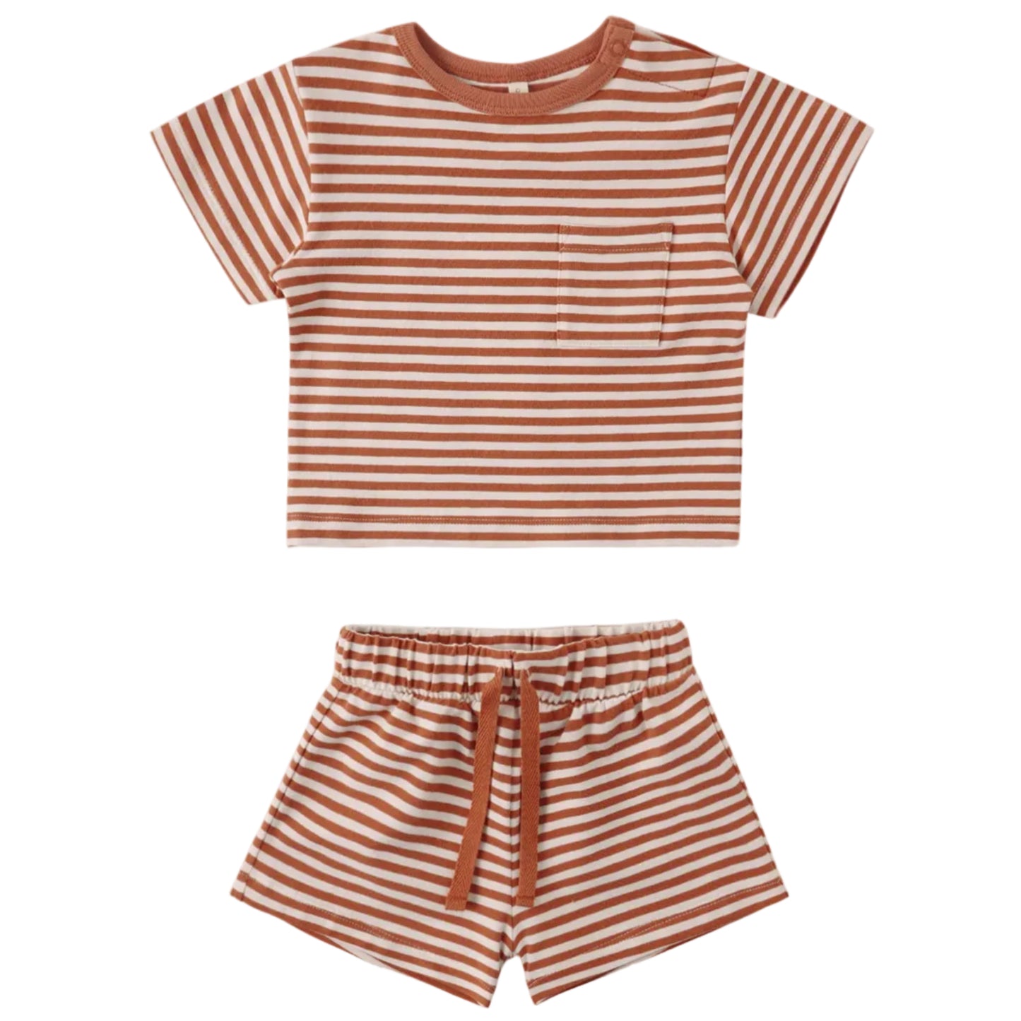Red striped t-shirt and shorts set 