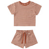 Red striped t-shirt and shorts set 
