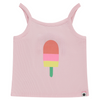 Pink tank top with a colorful ice cream graphic