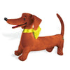 Bendable velvet dachshund plush with playful details