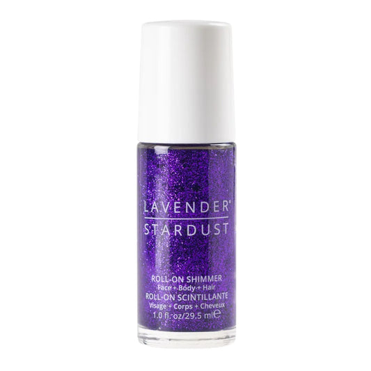 Purple roll-on glitter for face, hair, and body
