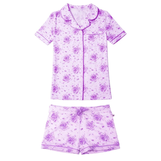Purple floral 2 piece pajama set