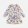 Children's dress with unicorn and floral pattern on a white background