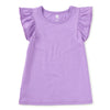 Purple short sleeve tee with frill on sleeve