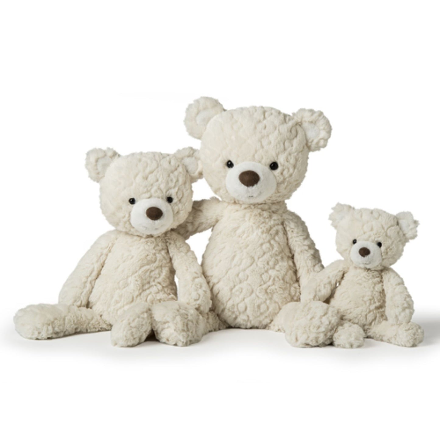 Ultra-soft textured plush toy with timeless neutral charm