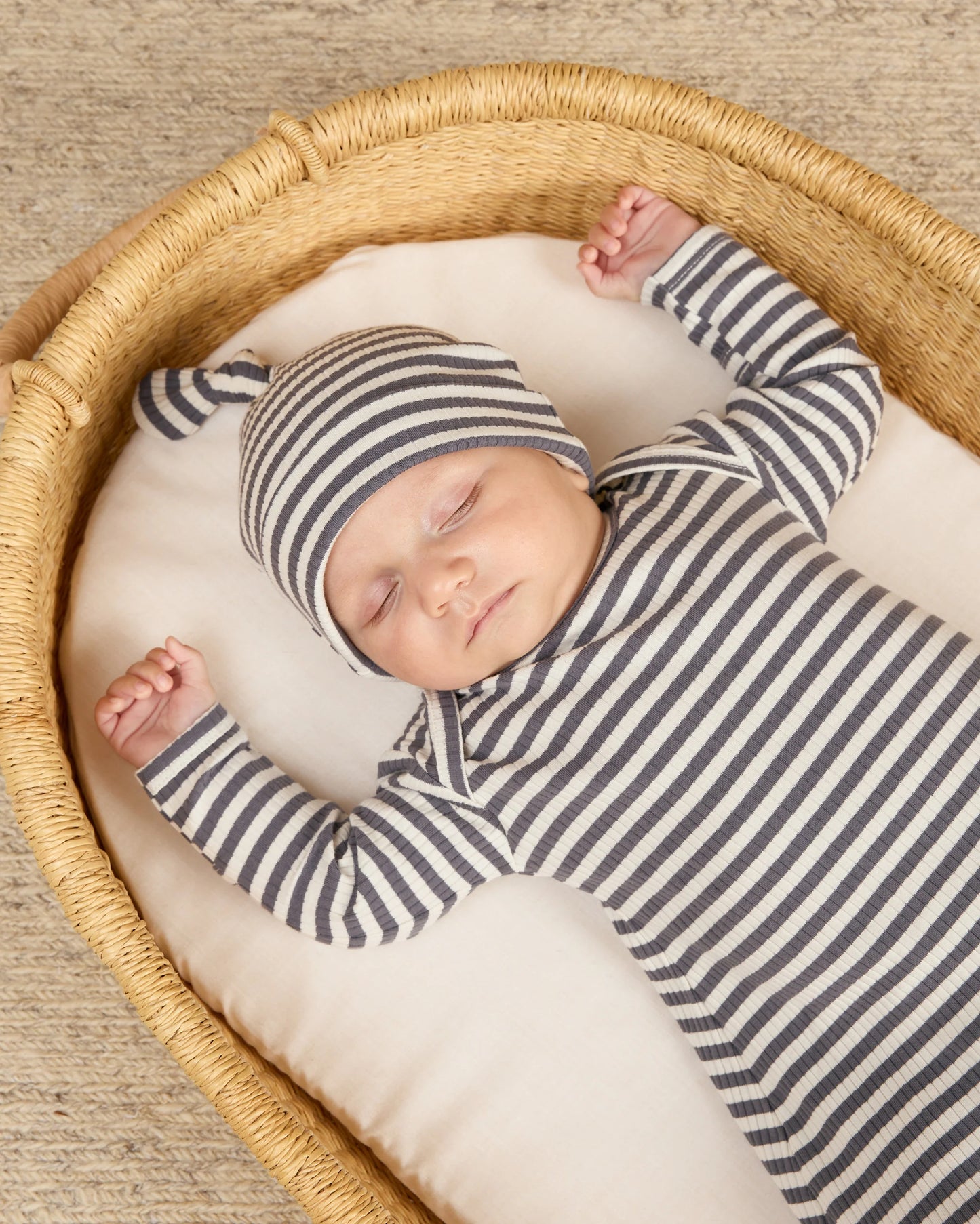 Indigo Stripe Gown and Hat