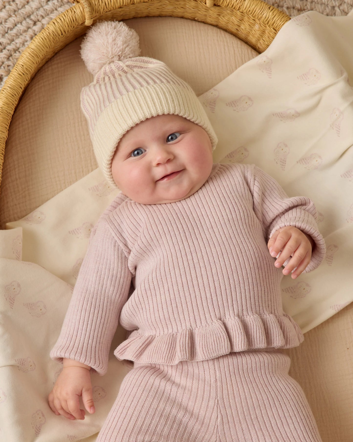 Lilac Ribbed Knit Peplum Top