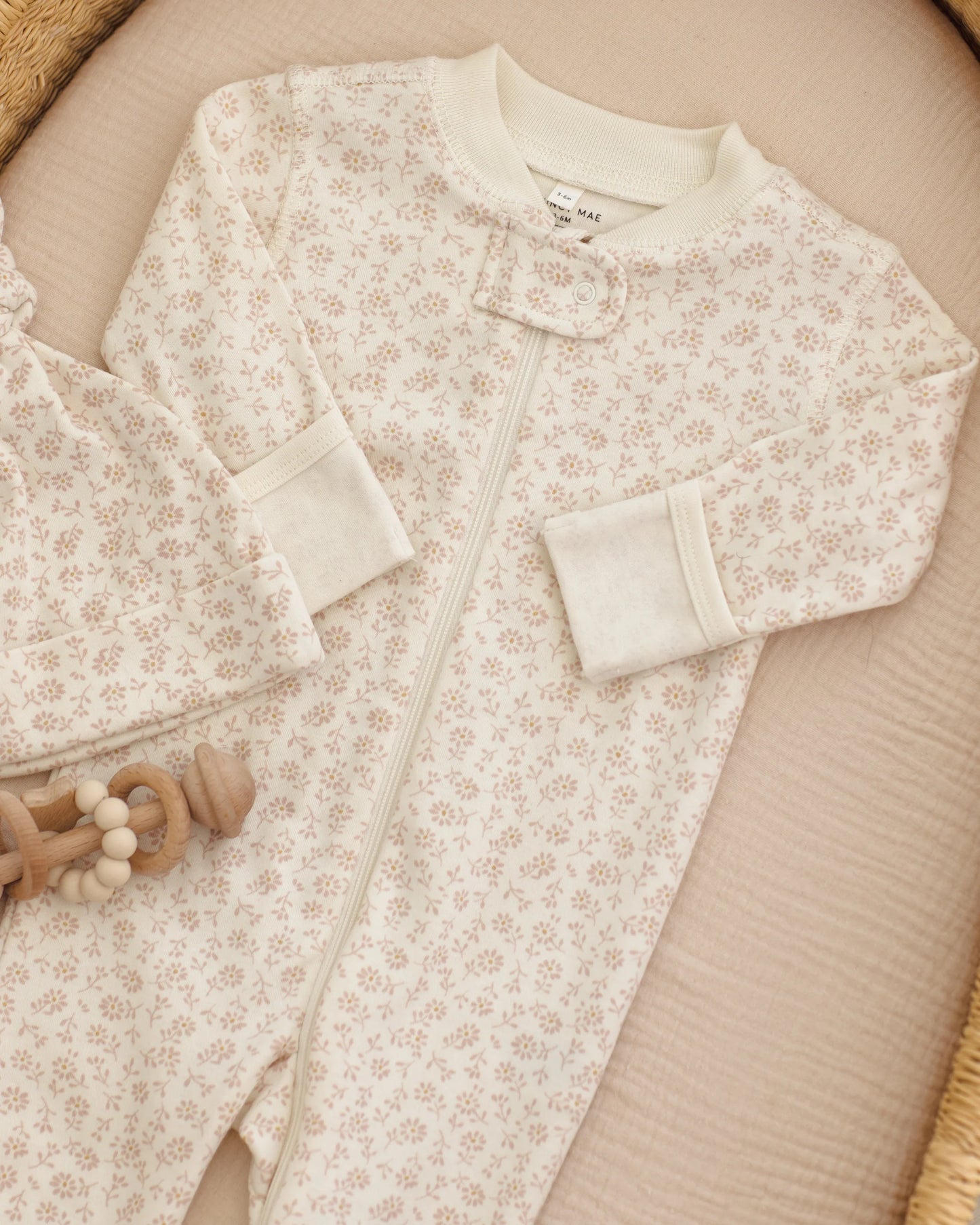 Ivory Blush Ditsy Footie