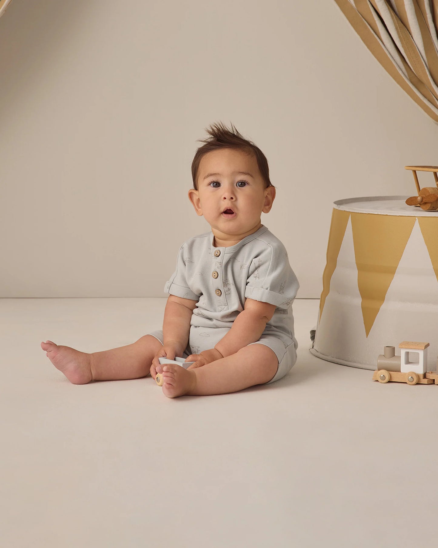 Grey Airplanes Short Romper