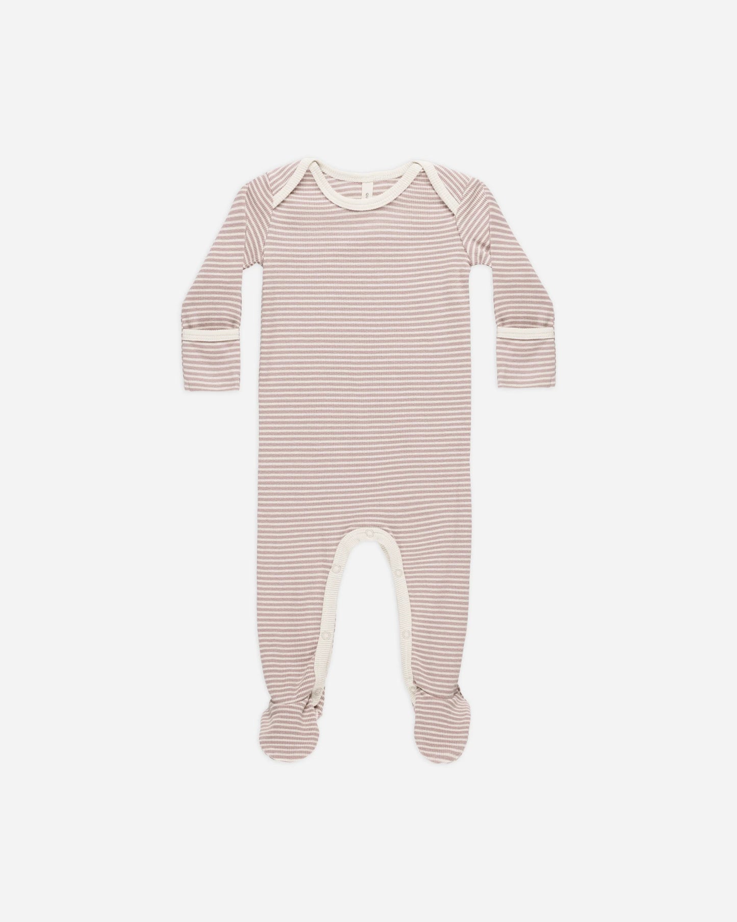 Mauve Stripe Ribbed Snap Footie