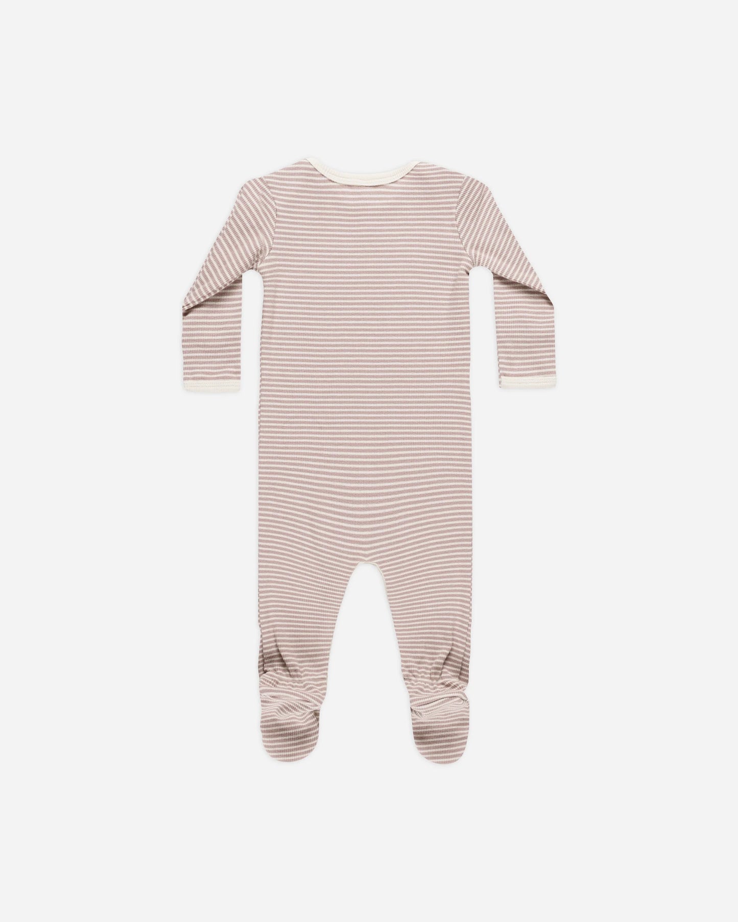 Mauve Stripe Ribbed Snap Footie