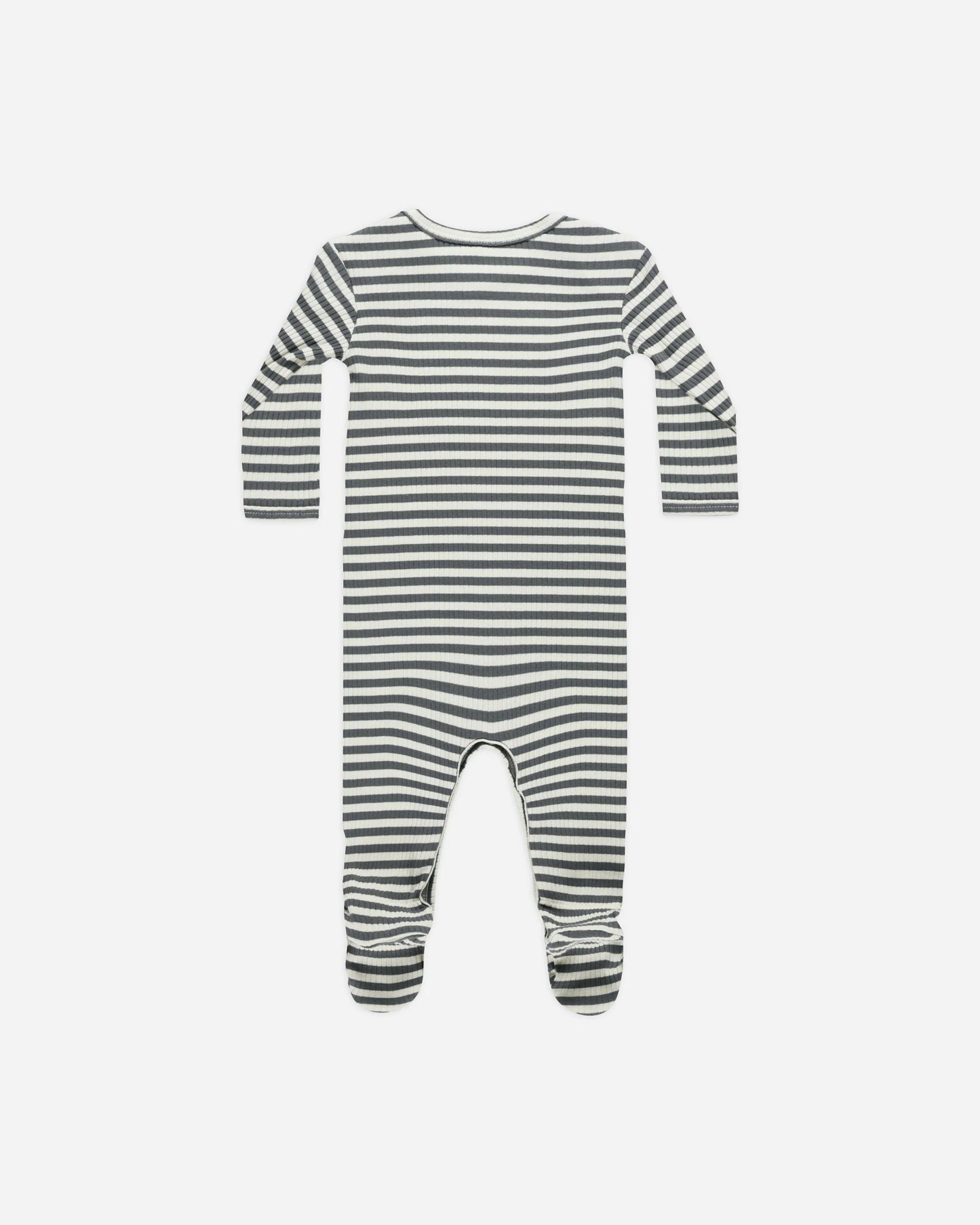 Indigo Stripe Ribbed Snap Footie