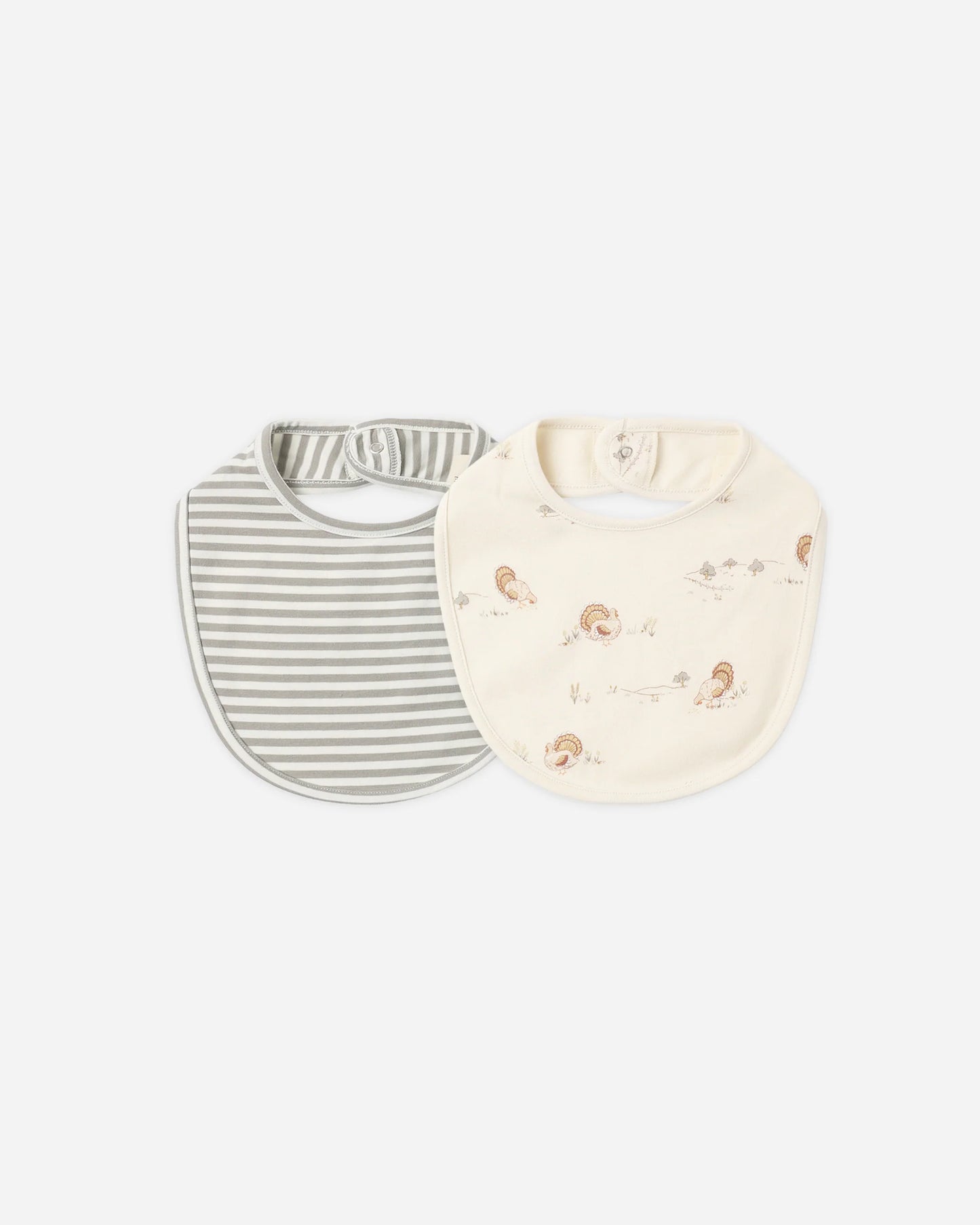2 pk Bibs: Laurel Stripe & Turkey