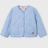 Light blue quilted jacket with floral lining