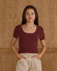 Burgundy Scallop Tee