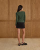 Green Ribbed Long Sleeve Top