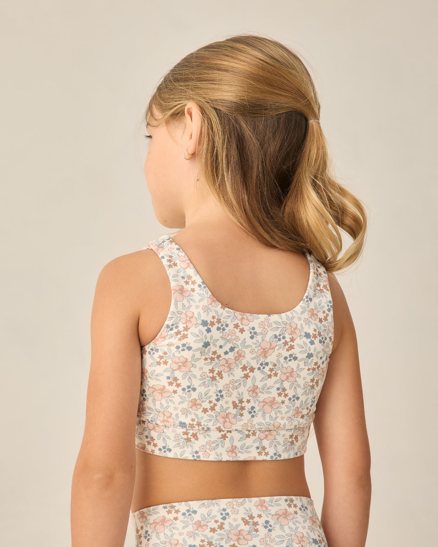 Ivory Flower Field Sports Bra