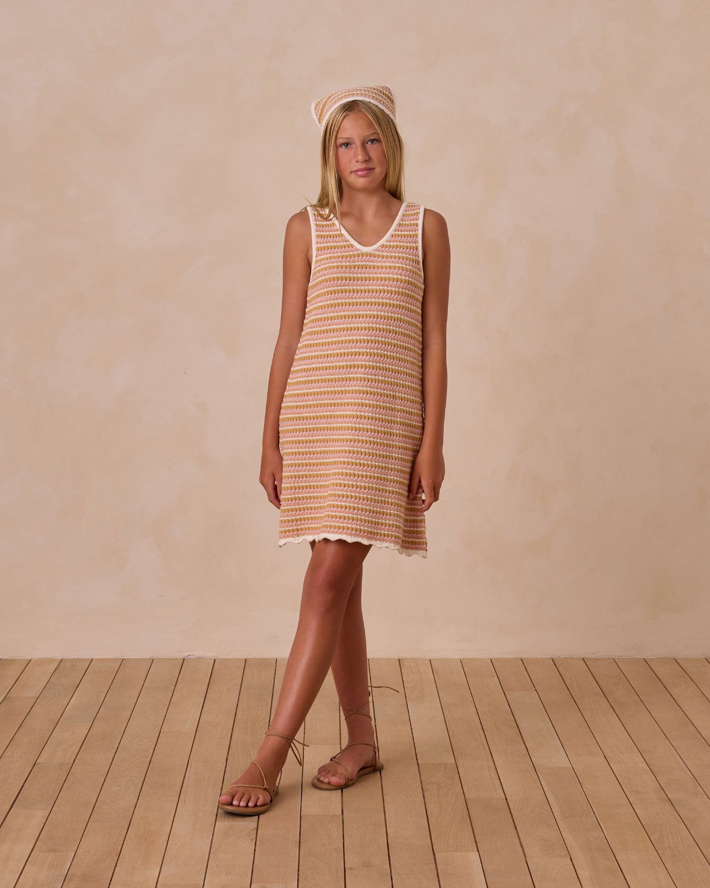 Pink Stripe Crochet Tank Dress