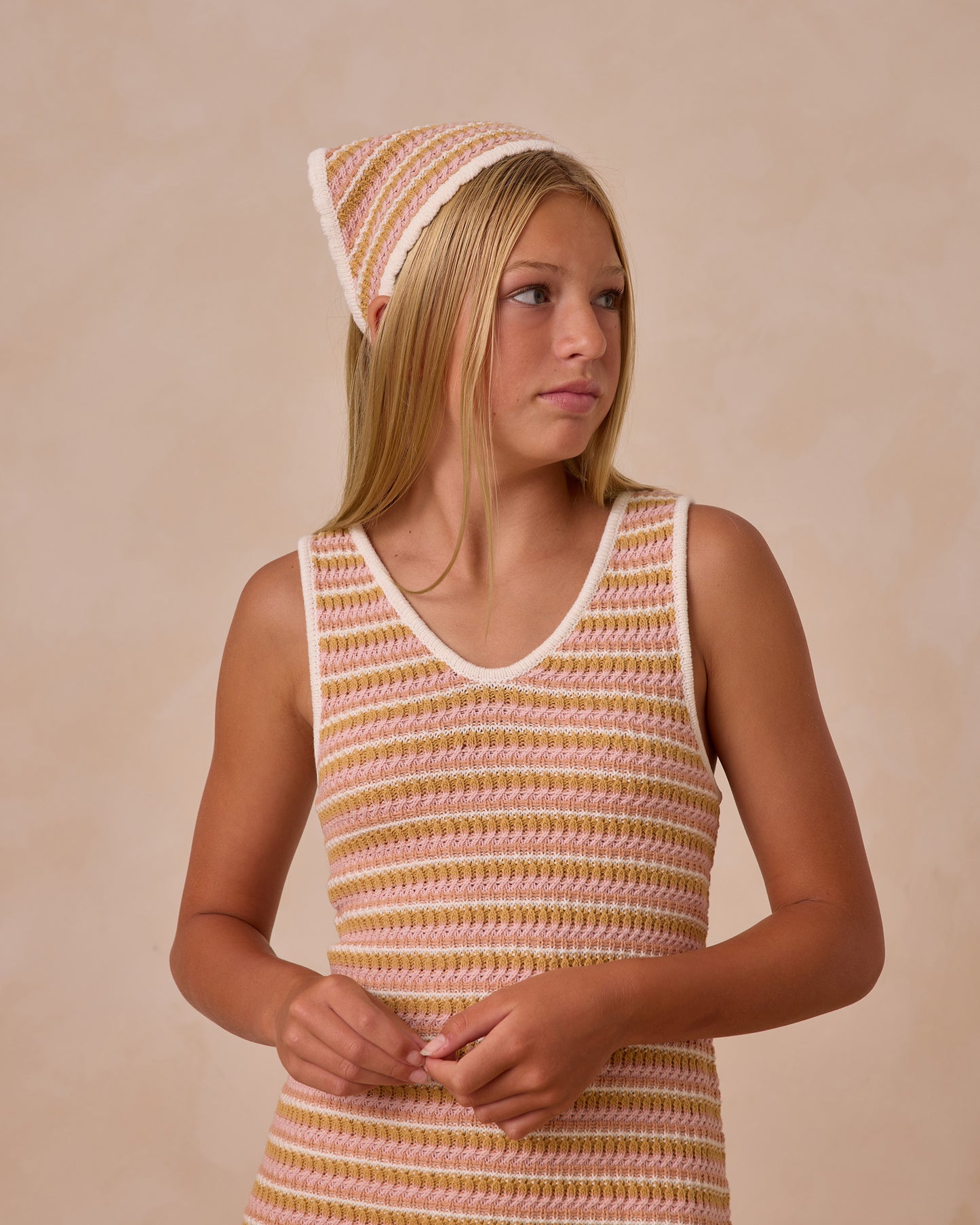 Pink Stripe Crochet Tank Dress