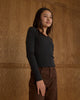 Black Ribbed Long Sleeve Top
