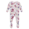 Floral-patterned baby onesie on a white background