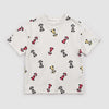 White tee shirt with mutli colored F1 racecars