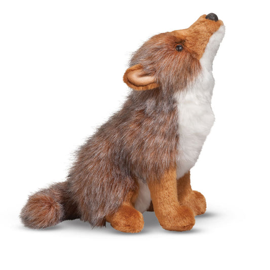 coyote stuffed animal in sitting position