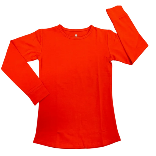 Red long-sleeve shirt on a white background