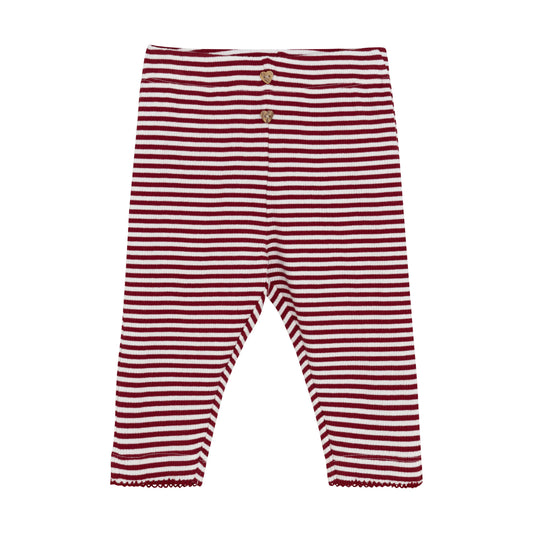 Red and white striped pants on a white background