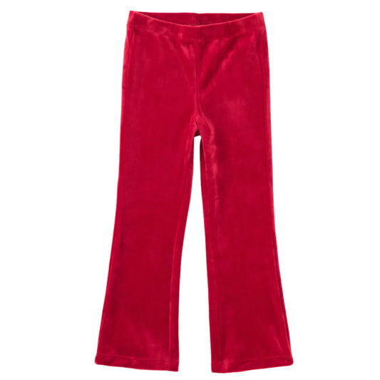 Red velvet pants on a white background