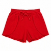 Red shorts with a bow string on a white background