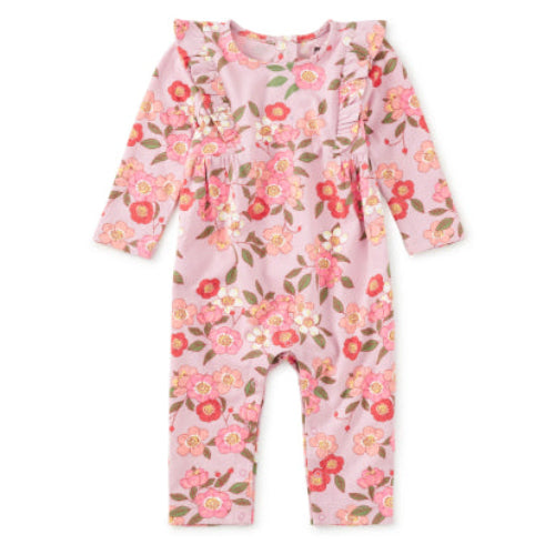 Floral baby romper on a white background