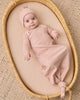 Rose Microstripe Gown + Hat, studio photo on baby